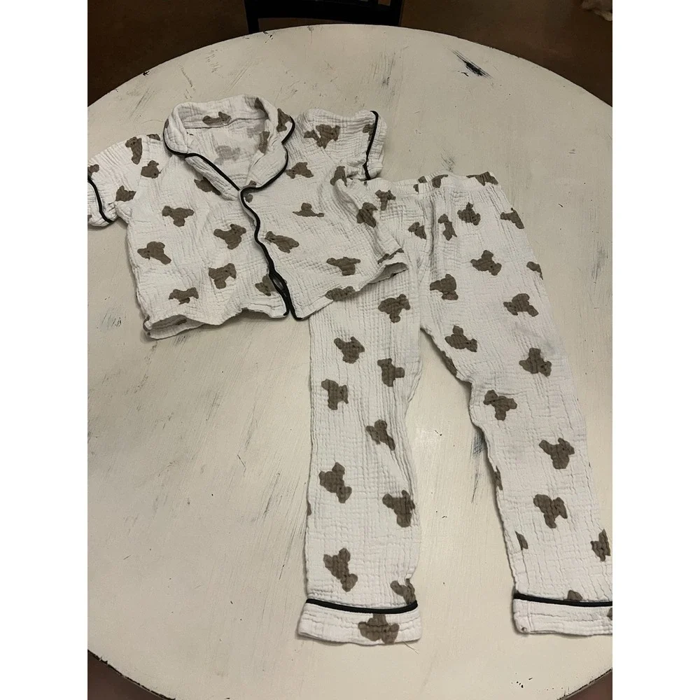 Unisex Kids Teddy bear Short Sleeve Pajamas Size 5/6